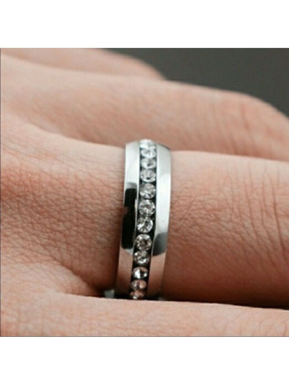 Silver Zircon Bridal Band Ring Engagement Wedding Size 7 - Picture 7 of 7